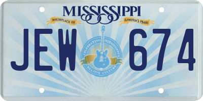 MS license plate JEW674