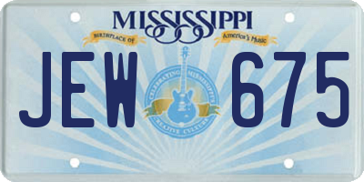 MS license plate JEW675
