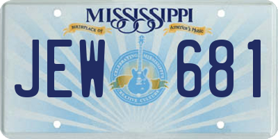MS license plate JEW681