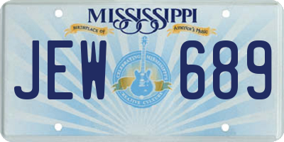 MS license plate JEW689