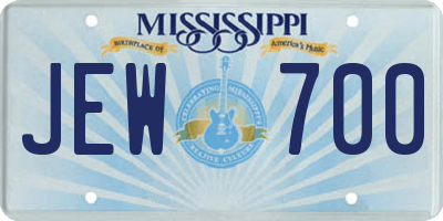 MS license plate JEW700