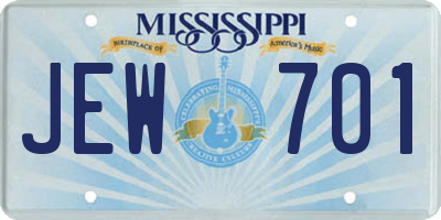 MS license plate JEW701