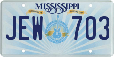 MS license plate JEW703
