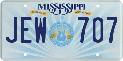 MS license plate JEW707