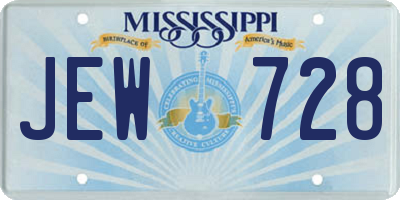 MS license plate JEW728