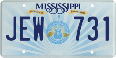 MS license plate JEW731