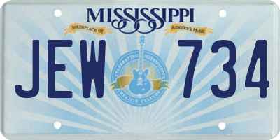 MS license plate JEW734