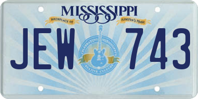 MS license plate JEW743