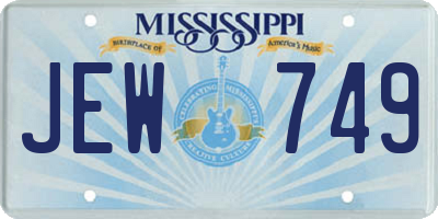 MS license plate JEW749