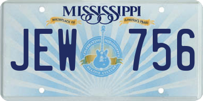 MS license plate JEW756