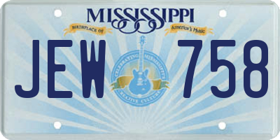 MS license plate JEW758