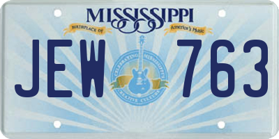 MS license plate JEW763