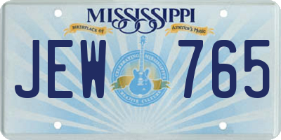 MS license plate JEW765
