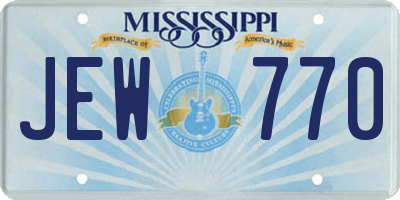 MS license plate JEW770