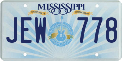 MS license plate JEW778