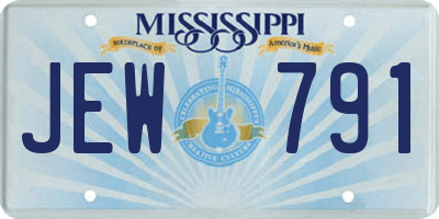 MS license plate JEW791