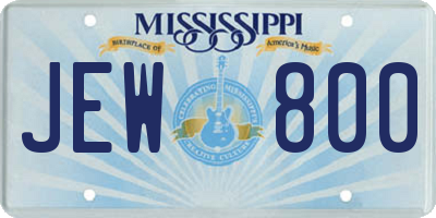 MS license plate JEW800