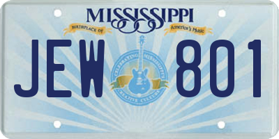 MS license plate JEW801
