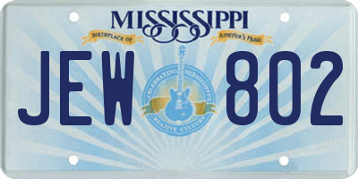 MS license plate JEW802