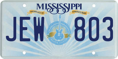 MS license plate JEW803