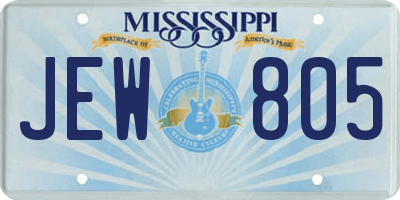MS license plate JEW805