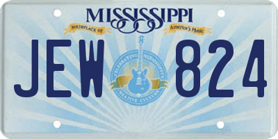 MS license plate JEW824
