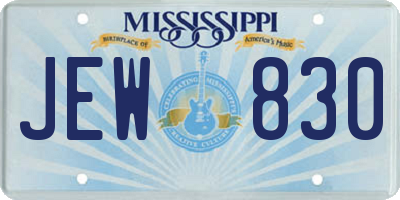 MS license plate JEW830