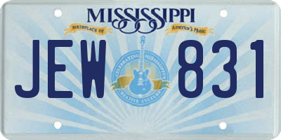MS license plate JEW831