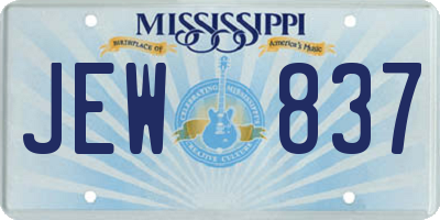 MS license plate JEW837