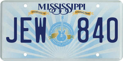 MS license plate JEW840