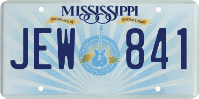 MS license plate JEW841