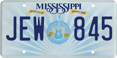 MS license plate JEW845