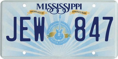 MS license plate JEW847