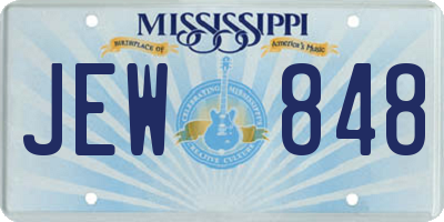 MS license plate JEW848