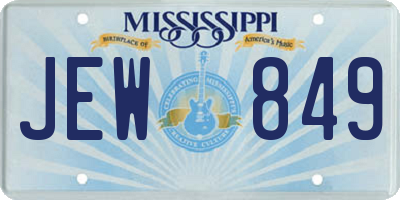 MS license plate JEW849