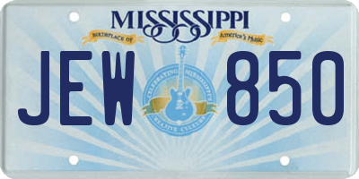 MS license plate JEW850