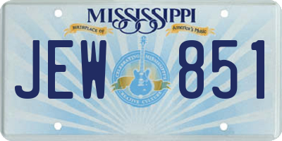 MS license plate JEW851