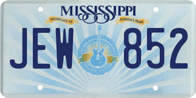 MS license plate JEW852