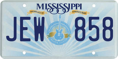 MS license plate JEW858