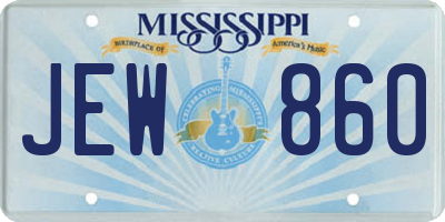 MS license plate JEW860