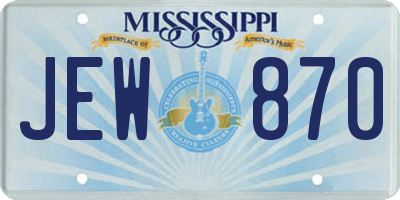 MS license plate JEW870