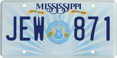 MS license plate JEW871