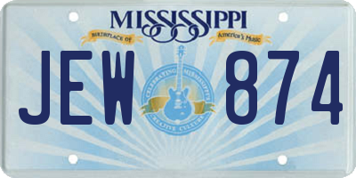 MS license plate JEW874