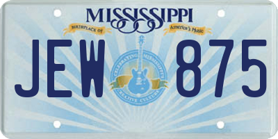 MS license plate JEW875