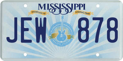 MS license plate JEW878
