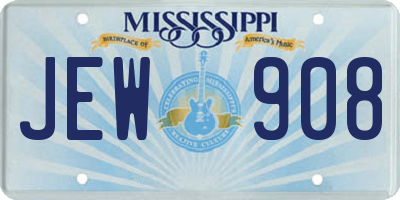 MS license plate JEW908