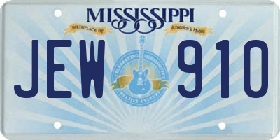 MS license plate JEW910