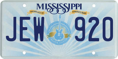 MS license plate JEW920