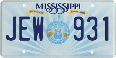 MS license plate JEW931