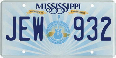 MS license plate JEW932